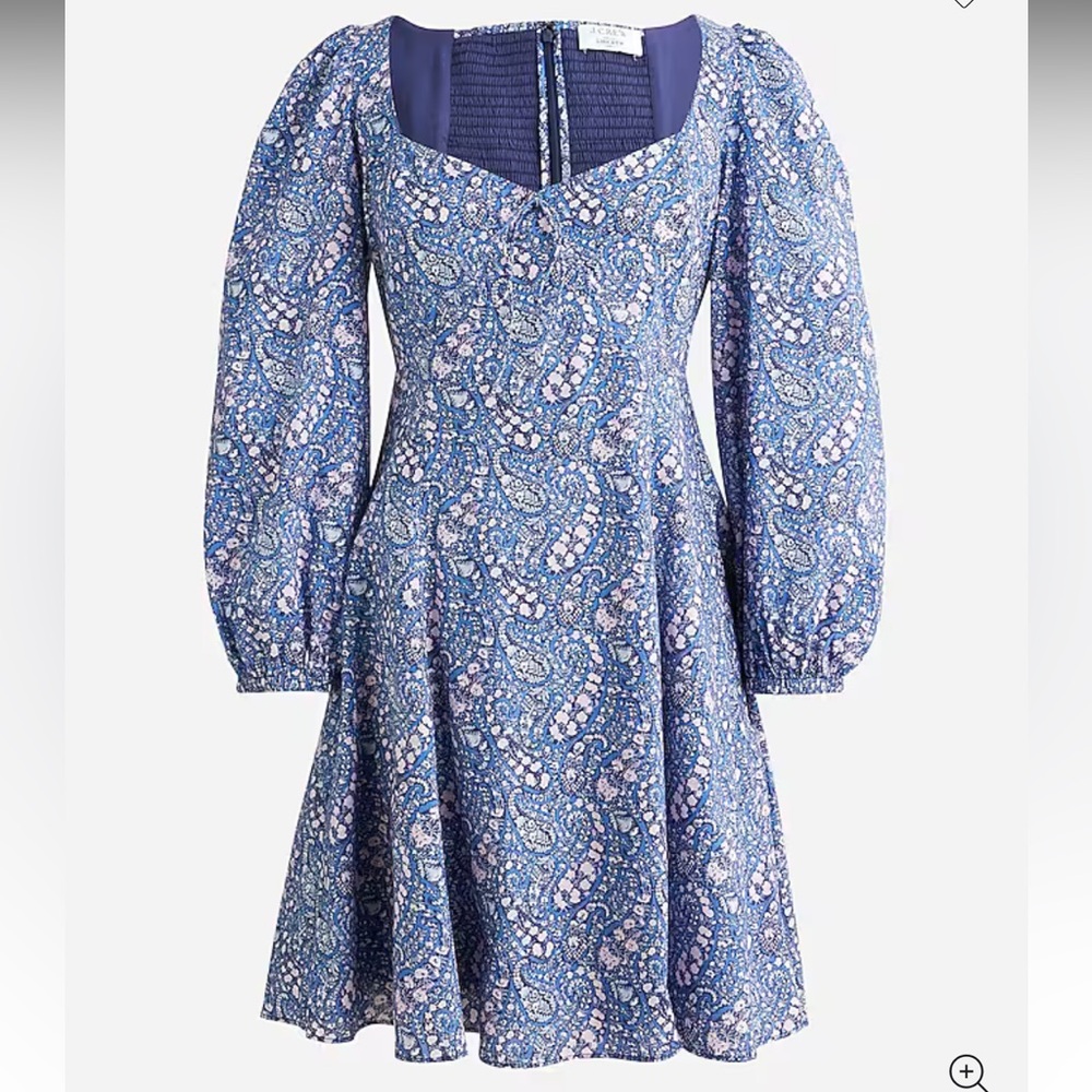 J.Crew Liberty Fabric Paisley Smocked Mini Dress Blue Pink Size 4